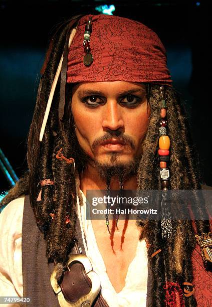 Wax sculpture of Johnny Depp as Captain Jack Sparrow at the Madam Tassauds in New York City, New York