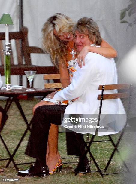 Penny Lancaster and Rod Stewart at the Prince's Trust Summer Ball - Outside Arrivals - July 6, 2006 at Berkeley Square in London.