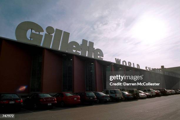 Gillette sign is on display at the entrance of the Gillette Company's main headquarters December 19, 2000 in South Boston, MA. The Gillette Company...