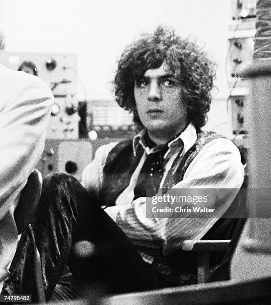 Syd Barrett, founding singer, songwriter and guitarist of Pink Floyd, at a 1967 BBC Radio taping. During Music File Photos - The 1960s - by Chris...