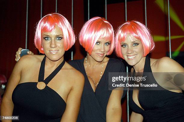 Joanne McCarthy, Jenny McCarthy and Amy McCarthy during Jenny McCarthy Hosts Her Sister Amy McCarthy's Birthday Party at JET Nichtcub at The Mirage...