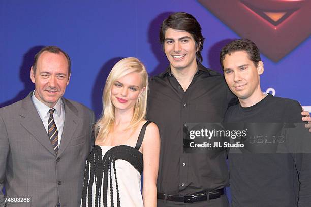 Kevin Spacey, Kate Bosworth, Brandon Routh and Bryan Singer at the "Superman Returns" Tokyo Press Conference at Grand Hyatt Tokyo in Tokyo.