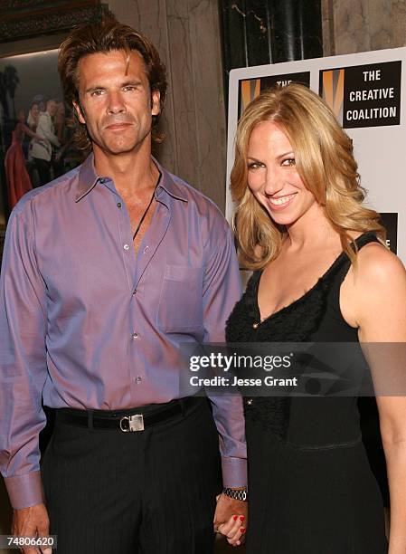 Lorenzo Lamas and Deborah Gibson at the Pantages Theatre in Hollywood, California