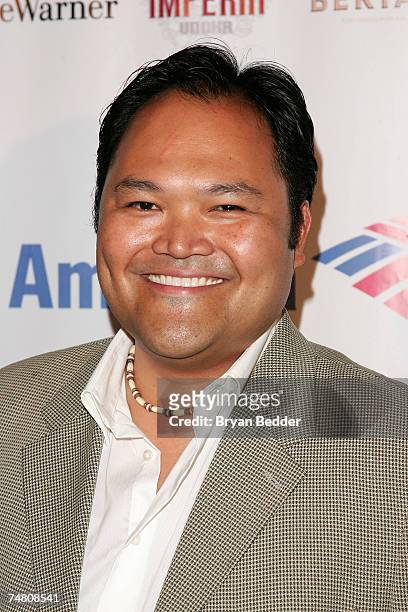 Actor Orville Mendoza arrives at the after party for the opening night of "Romeo & Juliet" at Shakespeare in the park at the Belvedere Castle on June...