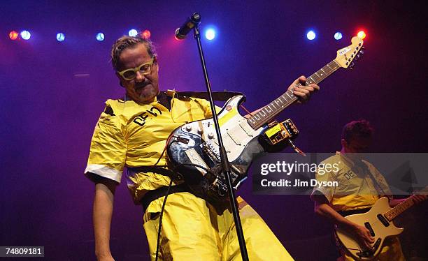 Mark andf Bob Mothersbaugh, of electronic new-wave pioneers Devo, perform during their first UK show for 17 years at the Royal Festival Hall as part...