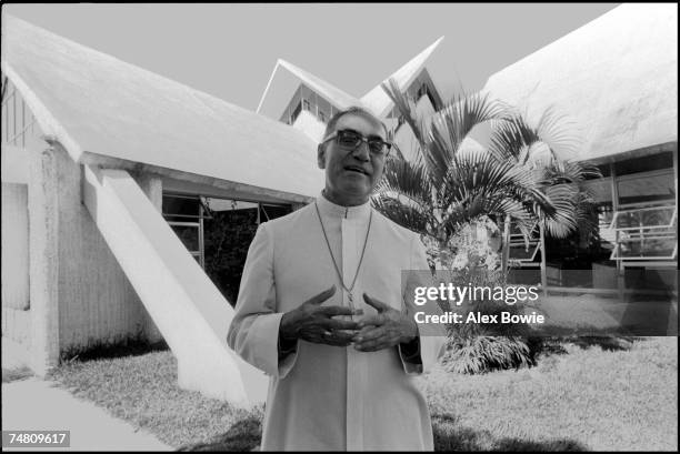 Archbishop Oscar Romero at home in San Salvador, 20th November 1979. Known locally as Monsenor Romero, Archbishop Romero was assassinated by a gunman...