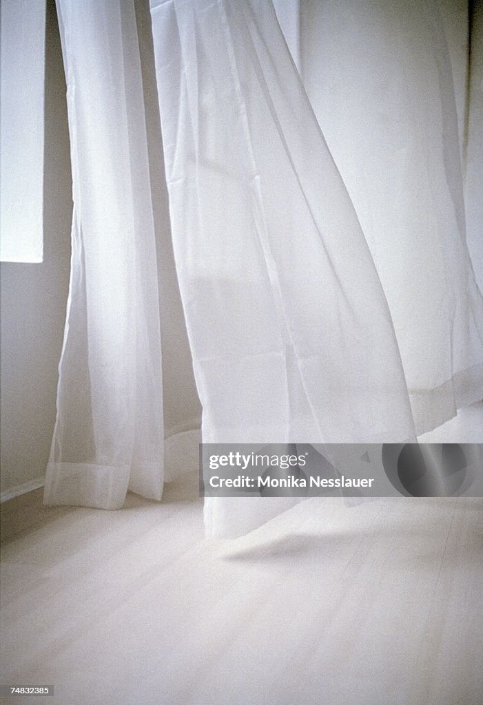 Blowing white curtain