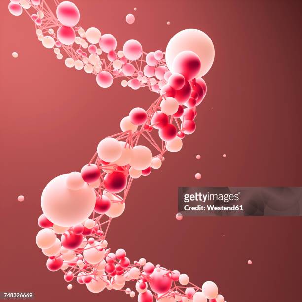 Red helix, string of connected bubbles