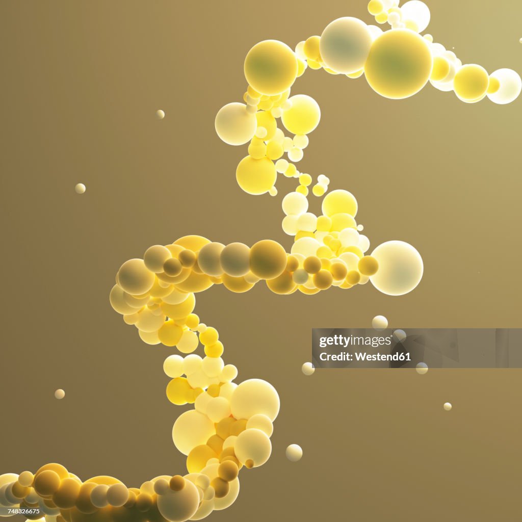 Yellow helix, string of connected bubbles