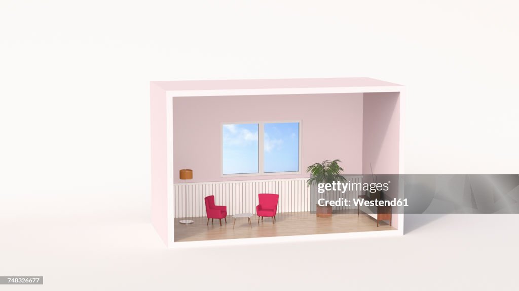 Model of a retro style living room