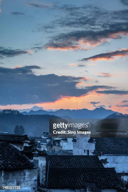 old village at sunset, xidi, anhui, china - anhui province stock pictures, royalty-free photos & images