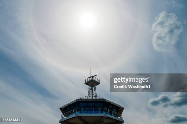 germany, travemuende, pilot tower in backlight - lübeck stock pictures, royalty-free photos & images