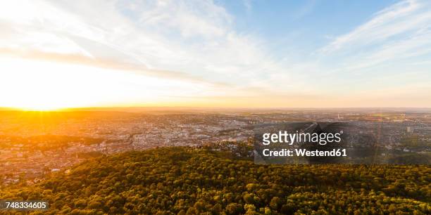 germany, cityscape of stuttgart at sunset - stuttgart stock-fotos und bilder