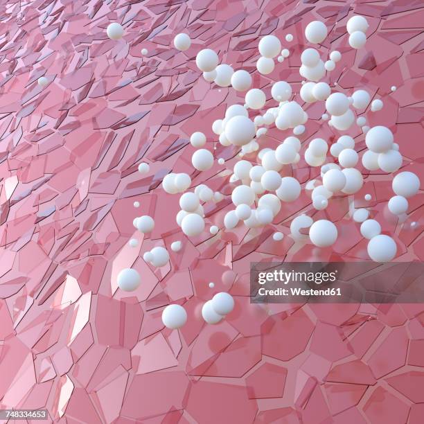 stockillustraties, clipart, cartoons en iconen met 3d rendering, group of spheres hovering over cracked surface - oorsprong