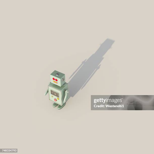 3d rendering, single robot casting shadow - bot stock illustrations