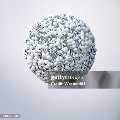 Sphere connected with grid, 3d rendering Sphere connected with grid, 3d rendering