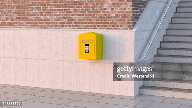 illustrations, cliparts, dessins animés et icônes de letter box on concrete wall, 3d rendering - mur de briques