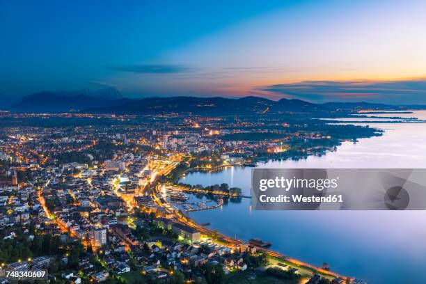 austria, bregenz and lake constance at sunset - bregenz stock pictures, royalty-free photos & images