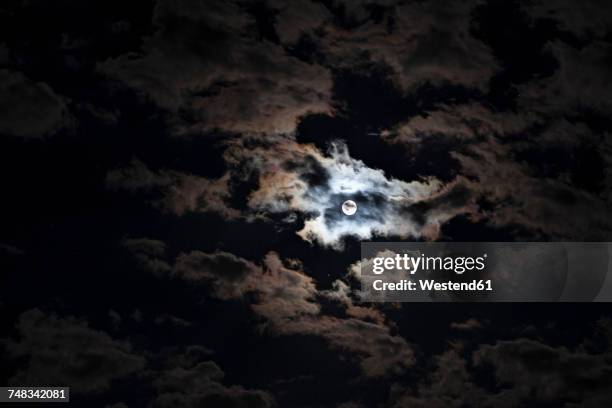 full moon at cloudy night - ominous moon stock pictures, royalty-free photos & images