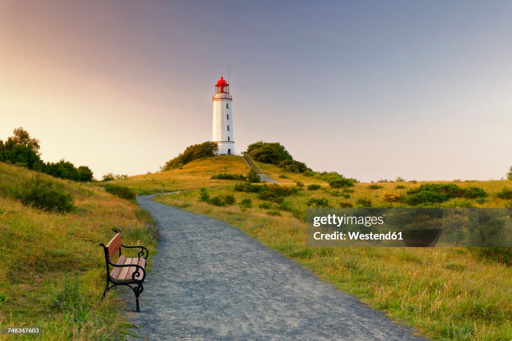 Germany, Hiddensee, Dornbusch lighthouse on the Schluckswiek at twilight