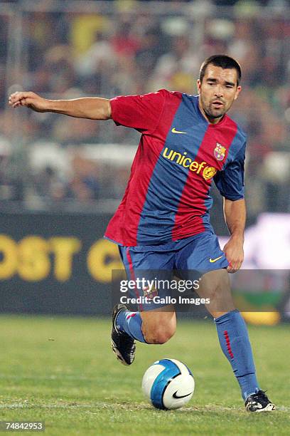 Deco of FC Barcelona in action during the PSL soccer match between the Sundowns and FC Barcelona at Loftus Versfeld stadium on June 20, 2007 in...