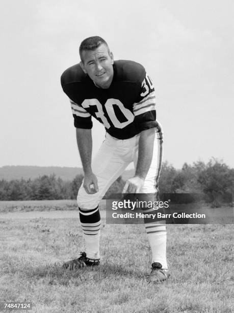 Bernie Parrish, of the Cleveland Browns, poses for a portrait during training camp in July, 1964 at Hiram College in Hiram, Ohio.