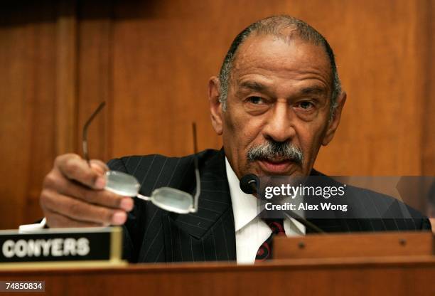 Chairman of the House Judiciary Committee Rep. John Conyers speaks during a hearing before the House Commercial and Administrative Law Subcommittee...