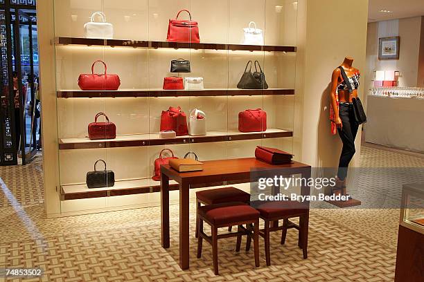 Interior view at the opening of the Hermes store on Wall street on June 21, 2007 in New York City.