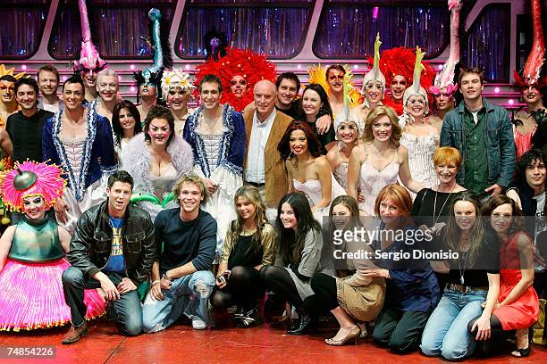 Home & Away stars poses for a photo with the cast and crew of Priscilla Queen of the Desert, following Ray Meagher's performance in 'Priscilla Queen...