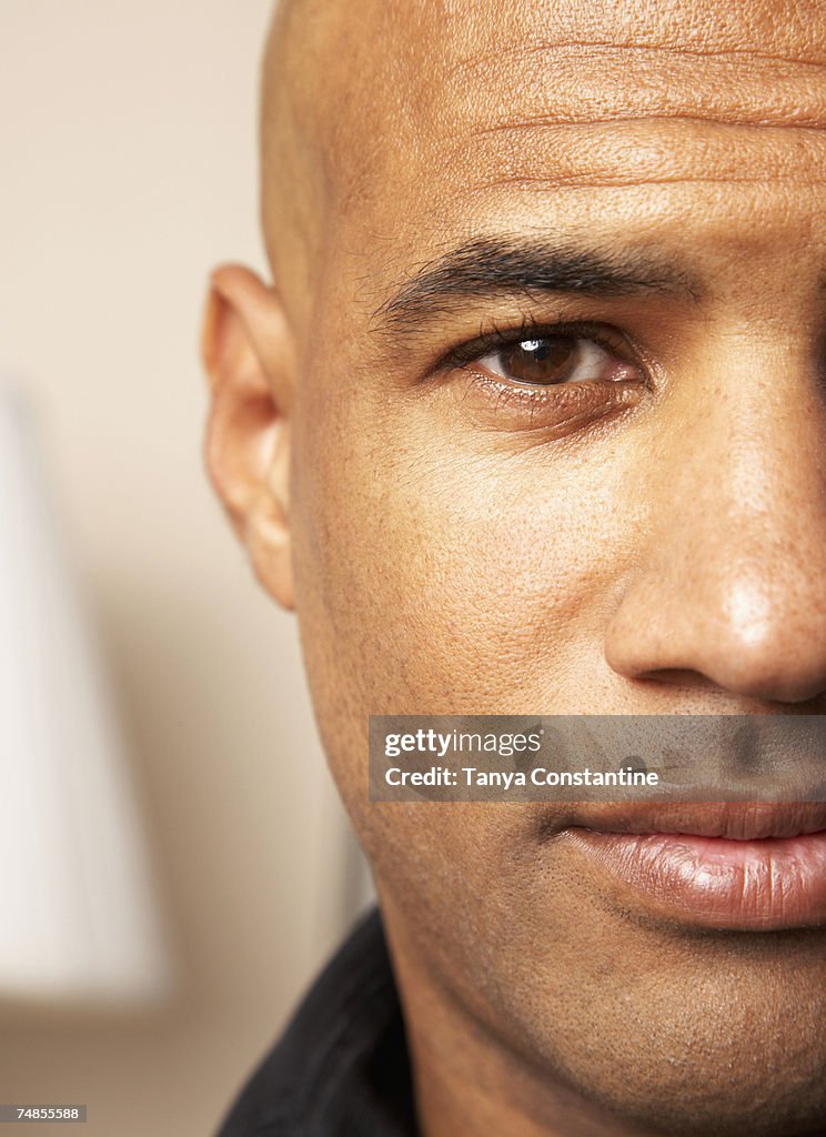 Close up of Mixed Race man's face