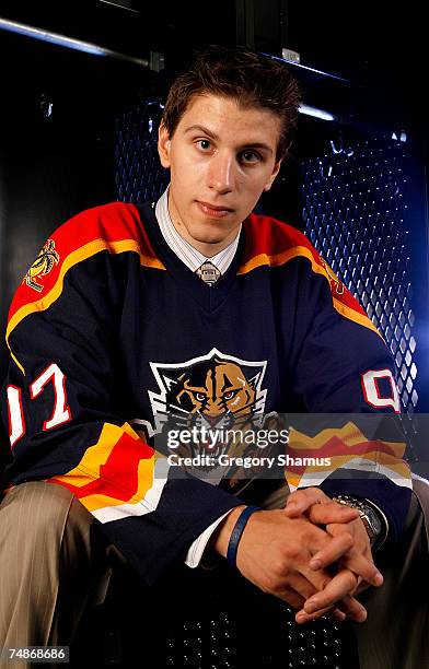 Tenth overall pick Keaton Ellerby of the Florida Panthers poses for a portrait during the first round of the 2007 NHL Entry Draft at Nationwide Arena...