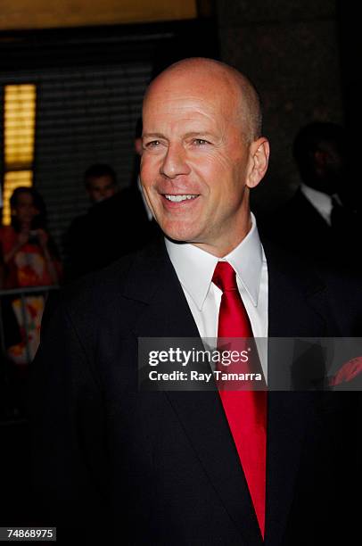 Actor Bruce Willis attends the ''Live Free Or Die Hard'' Premiere at Radio City Music Hall June 22, 2007 in New York City.