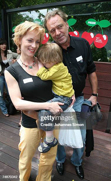 Actor Gerd Silberbauer, his son Arthur and Julia Stellter arrive for the Agencies summer party on June 23, 2007 in Munich, Germany