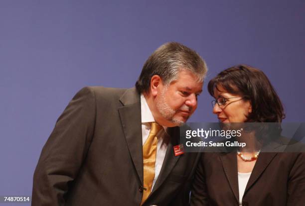 Kurt Beck , Chairman of the German Social Democrats , and Hessian SPD gubernatorial candidate Andrea Ypsilanti attend a meeting of nation-wide SPD...