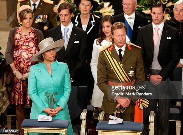 Grand Duke Henri and Grand Duchesse Maria Theresa Princess Tessy, Prince Louis, Princess Alexandra and Prince Felix of the Luxembourg Royal family...