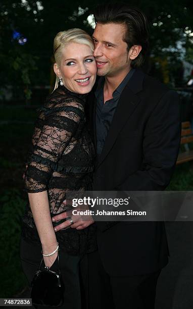 Sarah Kern and her boyfriend Goran Munizaba arrive the DTM Come Together party on June 23, 2007 in Nuremberg, Germany.