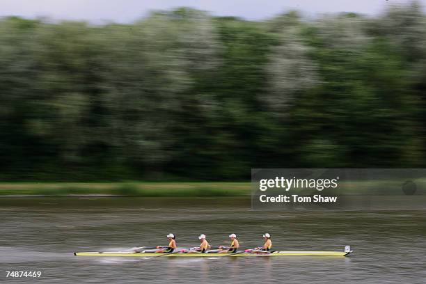 Australia 2 compete in the Womes four, Final A, during day 3 of the FISA Rowing World Cup at the Bosbaan on June 24, 2007 in Amsterdam, Holland.