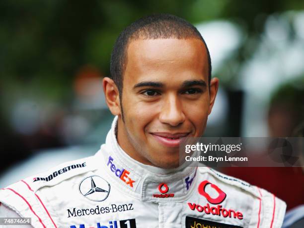 Lewis Hamilton of Great Britain and McLaren Mercedes prepares to drive up the hill at the Goodwood Festival of Speed on June 24, 2007 in Chichester,...