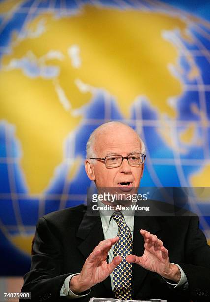 Columnist David Broder of The Washington Post speaks during a taping of "Meet the Press" at the NBC Studios June 24, 2007 in Washington, DC.