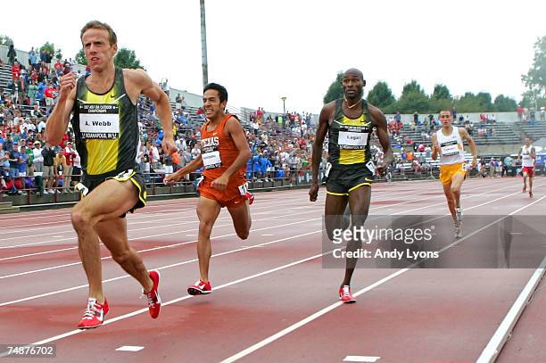 Alan Webb, Leonel Manzano and Bernard Lagat compete in the men's 1500 meter run during day four of the AT&T USA Outdoor Track and Field Championships...