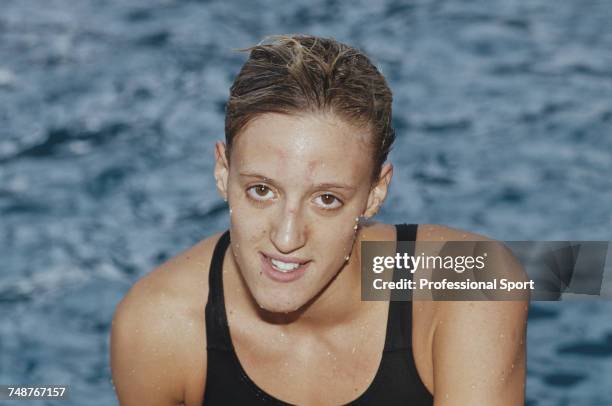 English freestyle swimmer Karen Pickering in the pool during the 1990 British swimming championships in the United Kingdom in 1990.