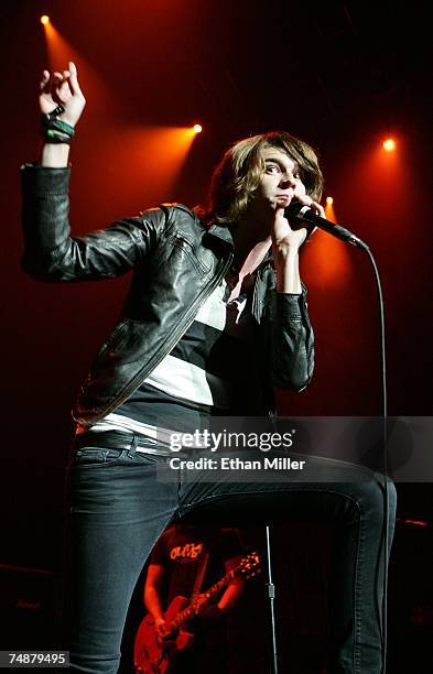 The Academy Is... Singer William Beckett performs during a sold-out show at The Pearl concert theater at the Palms Casino Resort on June 24, 2007 in...
