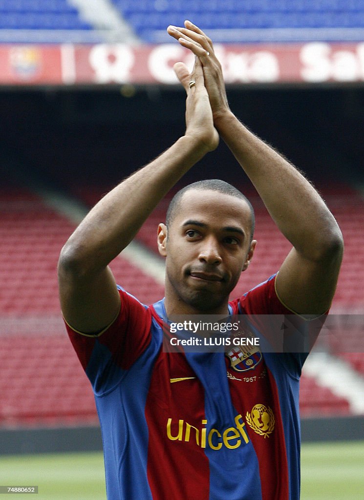 Former Arsenal forward Thierry Henry app...