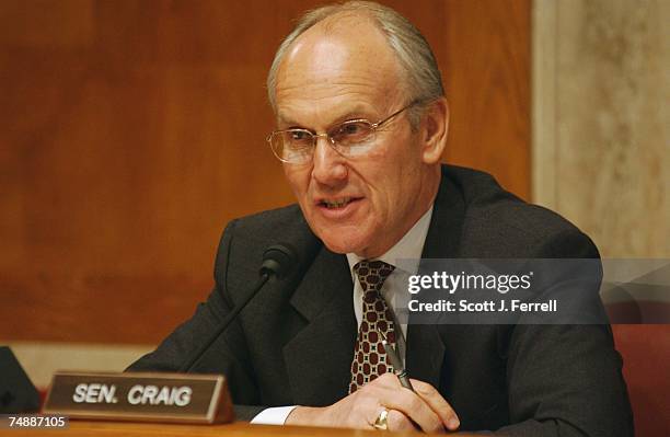 Senate Special Committee on Aging Chairman Larry E. Craig, R-Idaho, during the hearing on "The Future of Human Longevity: How Vital are Markets and...