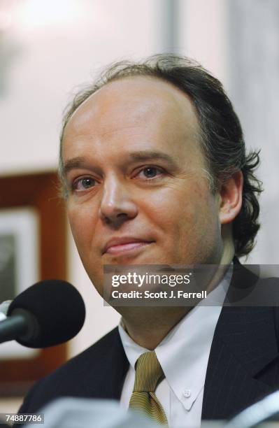 Sen. Peter G. Fitzgerald, R-Ill., during the hearing on the structure of the airline industry and actions to ensure the industry's long-term...