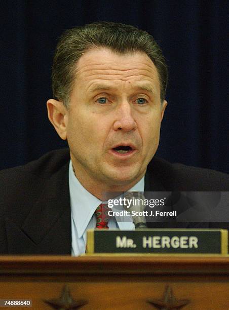 Wally Herger, R-Calif., during the House Ways and Means hearing with Treasury Secretary John W. Snow on the Bush administration's fiscal 2004 budget...