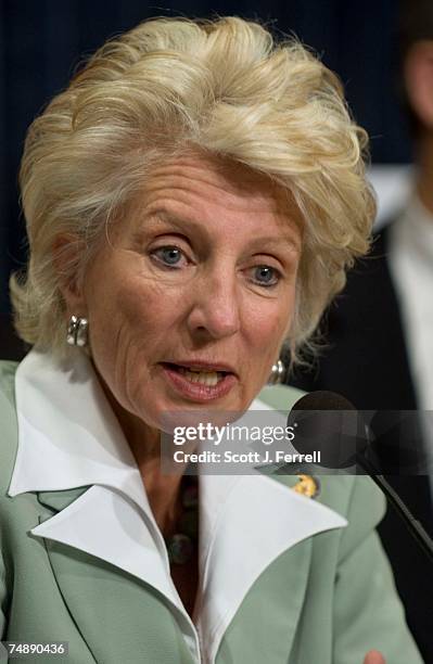 Ranking member Jane Harman, D-Calif., during a news conference after the House Intelligence Committee approved legislation by Heather Wilson, R-N.M.,...