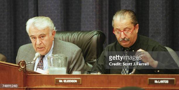 House International Relations Chairman Benjamin A. Gilman, R-N.Y., and ranking Demcrat Sam Gejdenson, D-Conn., during a hearing on corruption in...