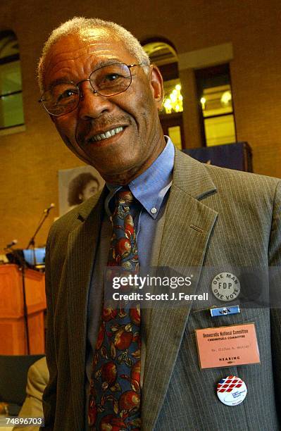 Mississippi Delegate Clifton R. Whitley, wearing his original credential, during a reception in honor of the late Fannie Lou Hamer at the...