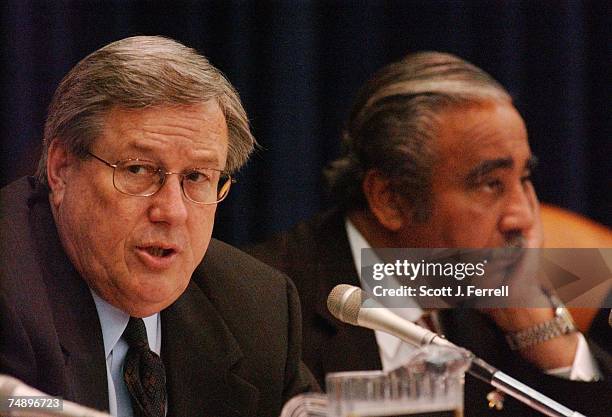 Chairman Bill Thomas and ranking Democrat Charles B. Rangel, D-N.Y., during the markup of H.R. 2473, the "Prescription Drug and Medicare...